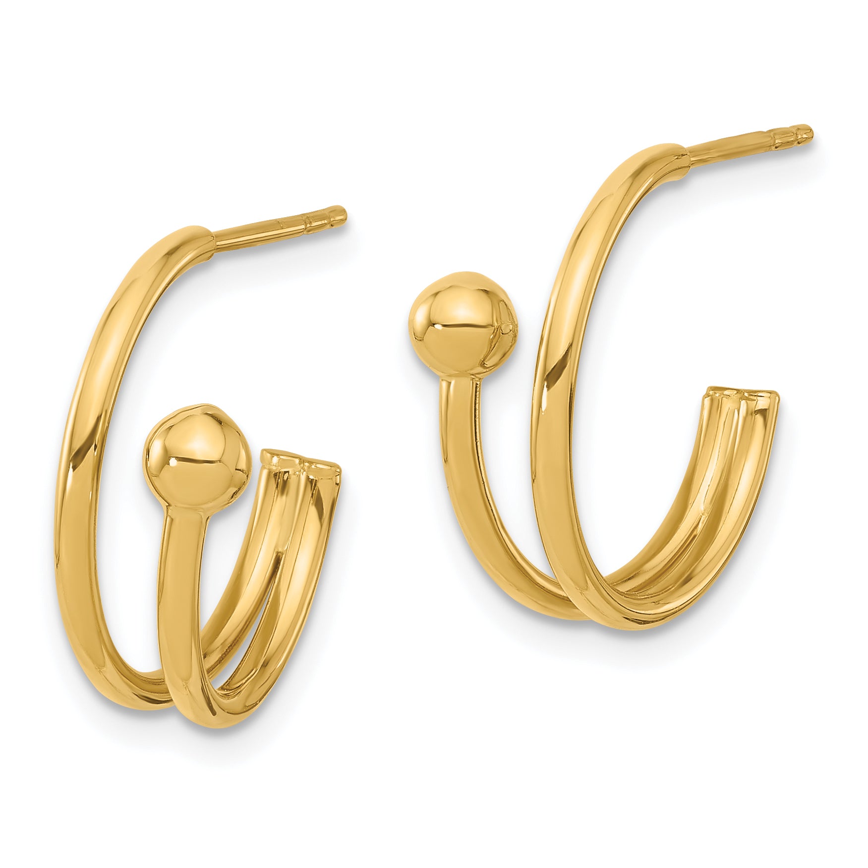 14K Polished J-Hoop Earrings Secondary image