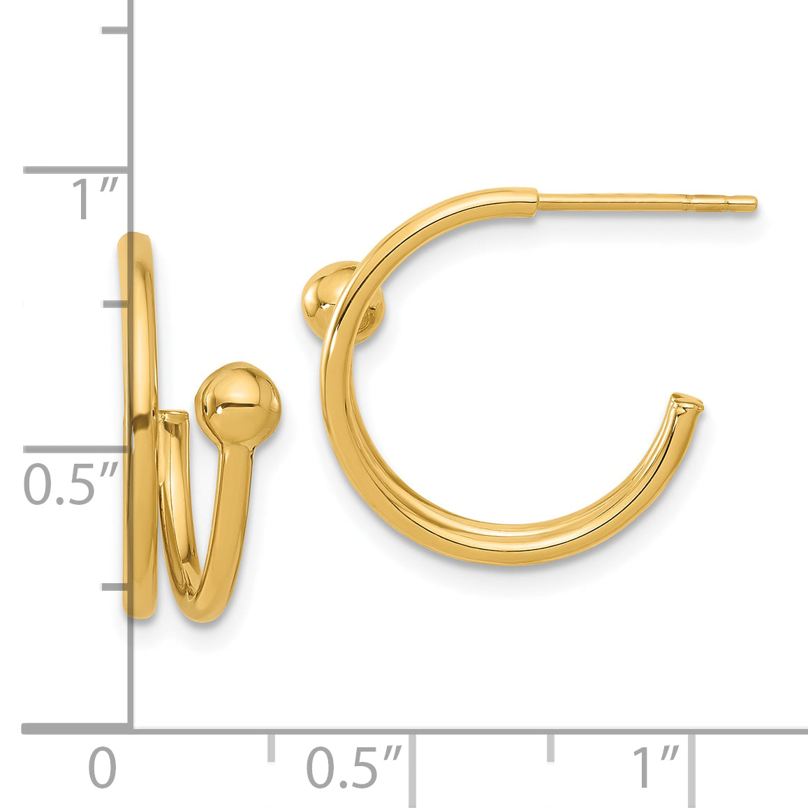 14K Polished J-Hoop Earrings