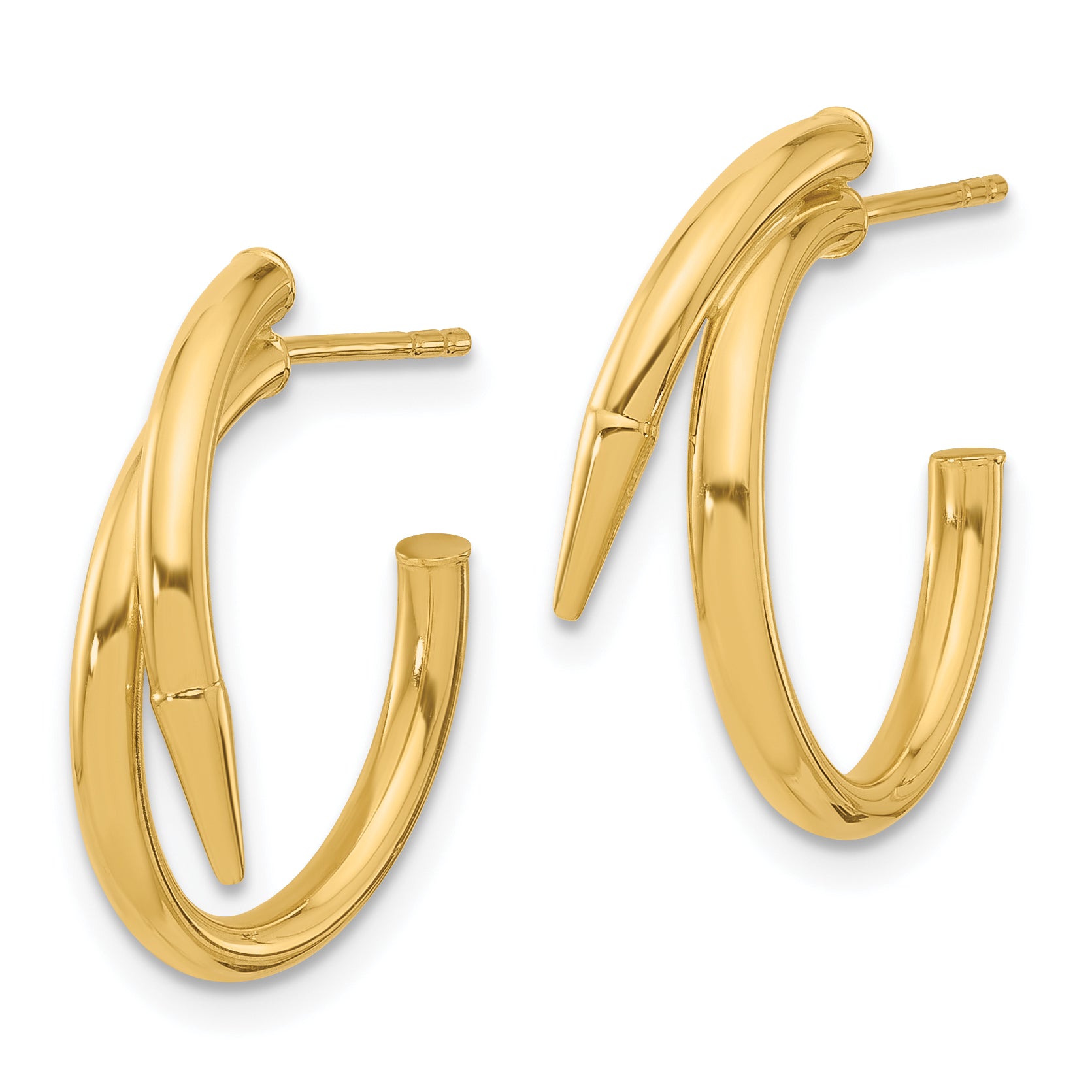 14K Polished J-Hoop Earrings Secondary image
