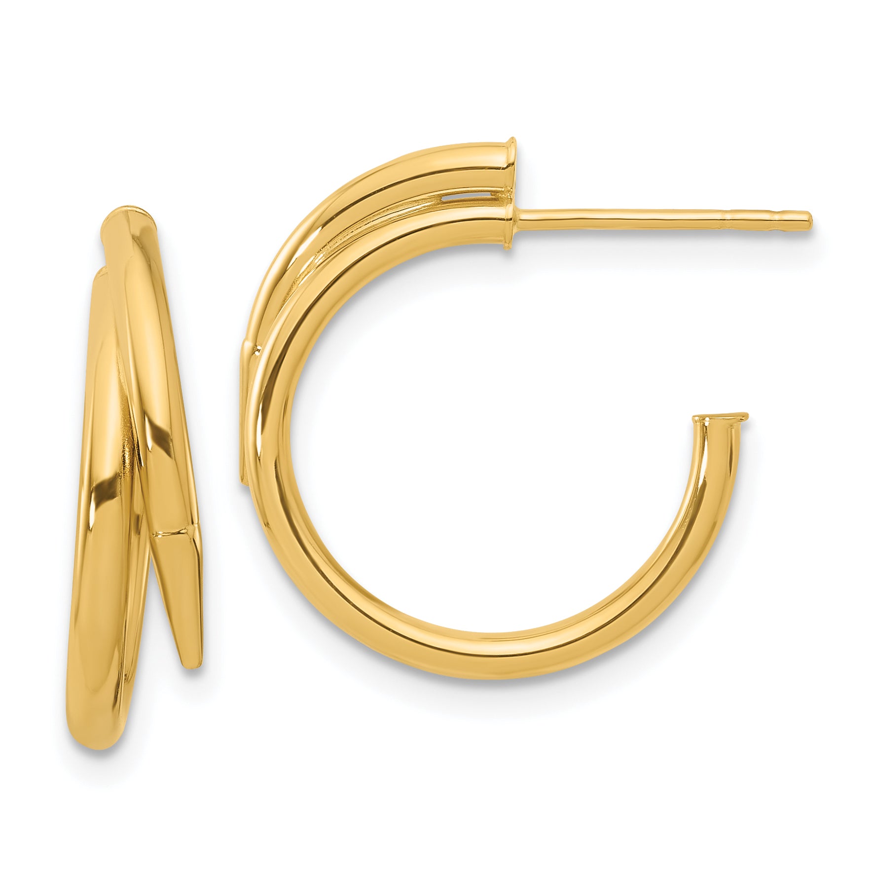 14K Polished J-Hoop Earrings Main image