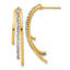 14K Polished with Crystals 3-Row Drop Post Earrings