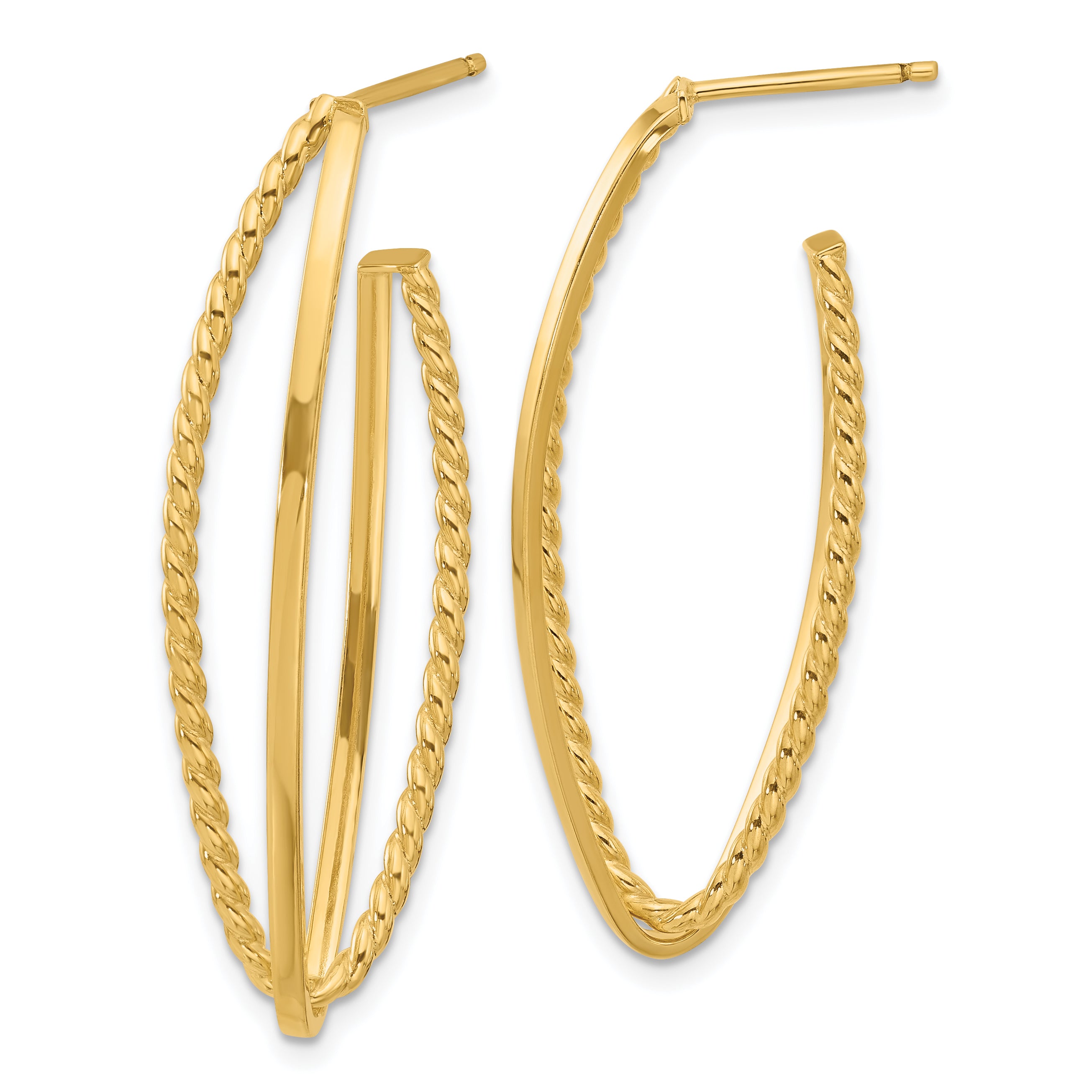 14K Polished and Textured Fancy Drop Post Earrings Main image