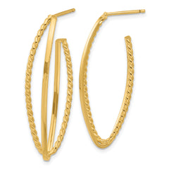 14K Polished and Textured Fancy Drop Post Earrings