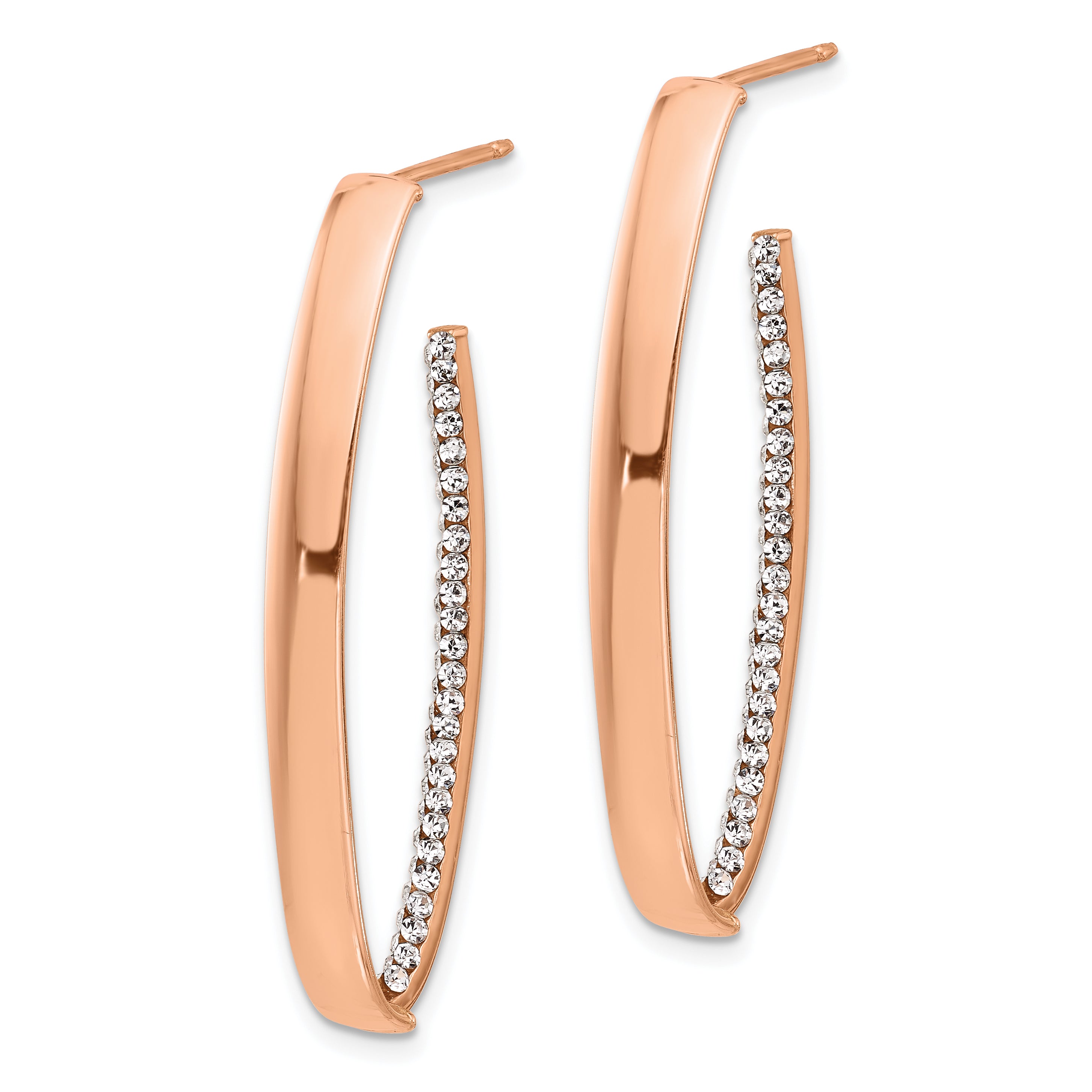 14K w/Rose Gold-plated Polished Crystals J-Hoop Post Earrings Secondary image