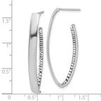 14K w/Wht RH-plating Polished Crystals J-Hoop Post Earrings