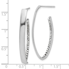 14K w/Wht RH-plating Polished Crystals J-Hoop Post Earrings