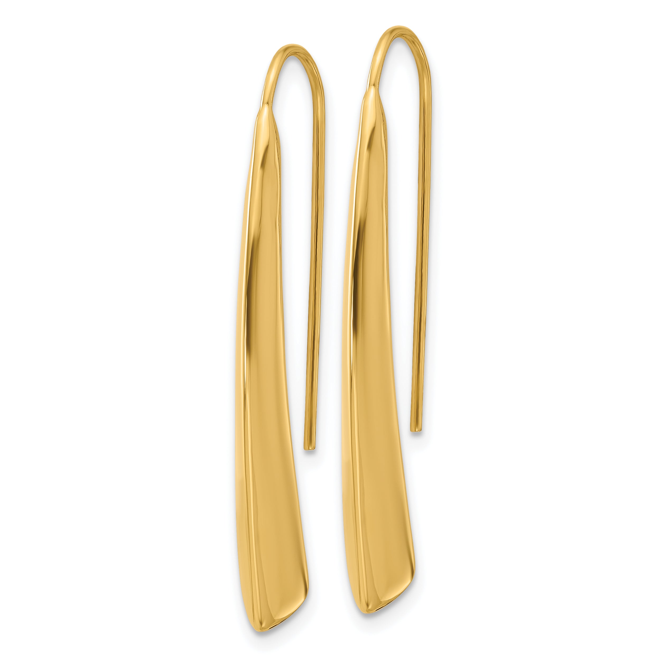 14K Polished Drop Bar Threader Earrings Secondary image