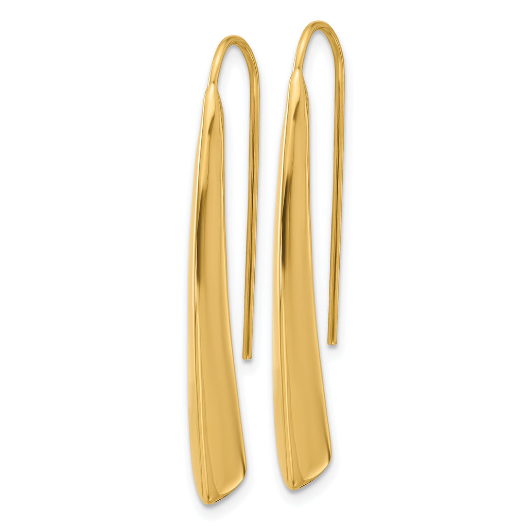 14K Polished Drop Bar Threader Earrings