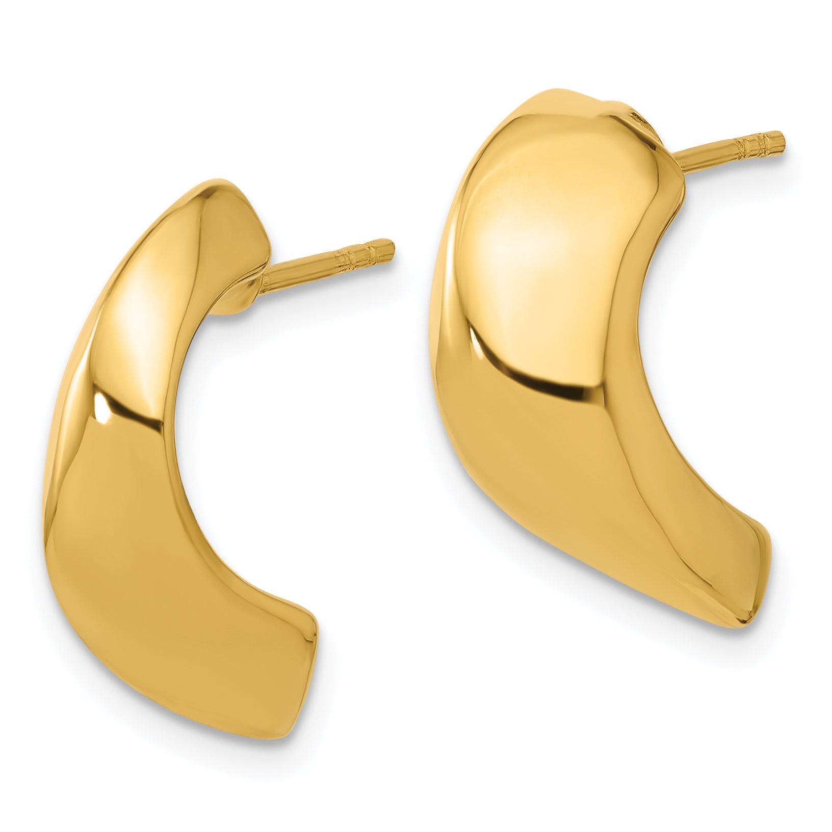 14K Polished Hollow J-Hoop Post Earrings Secondary image