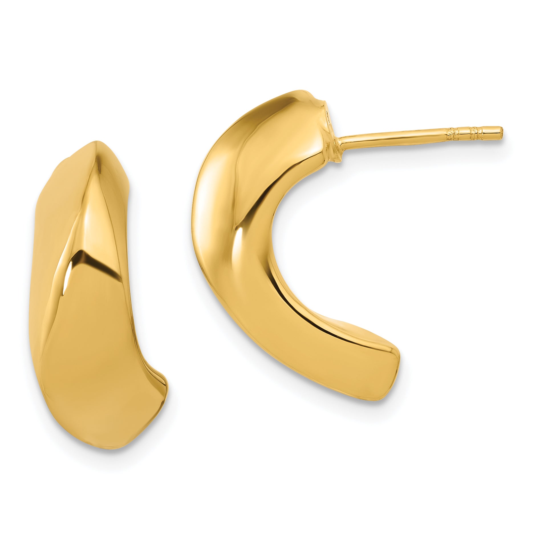 14K Polished Hollow J-Hoop Post Earrings Main image