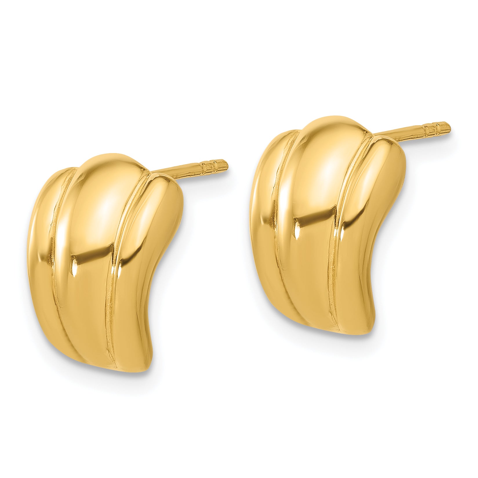 14K Polished Hollow J-Hoop Post Earrings Secondary image