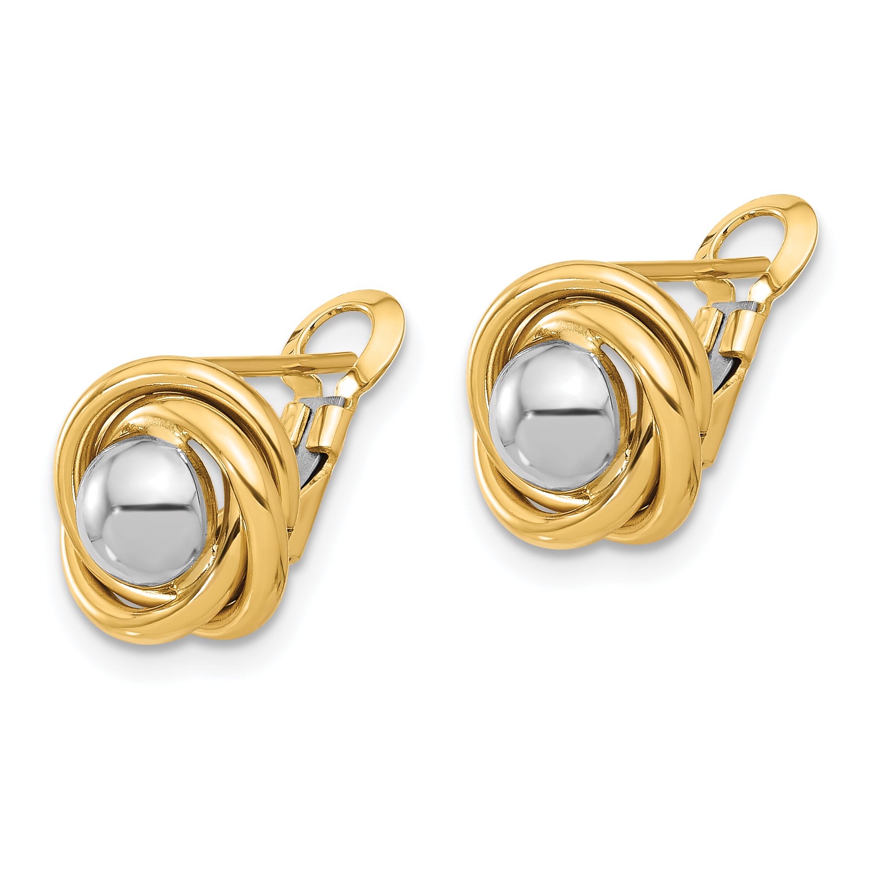 14K Two-tone Polished Omega Back Earrings Secondary image