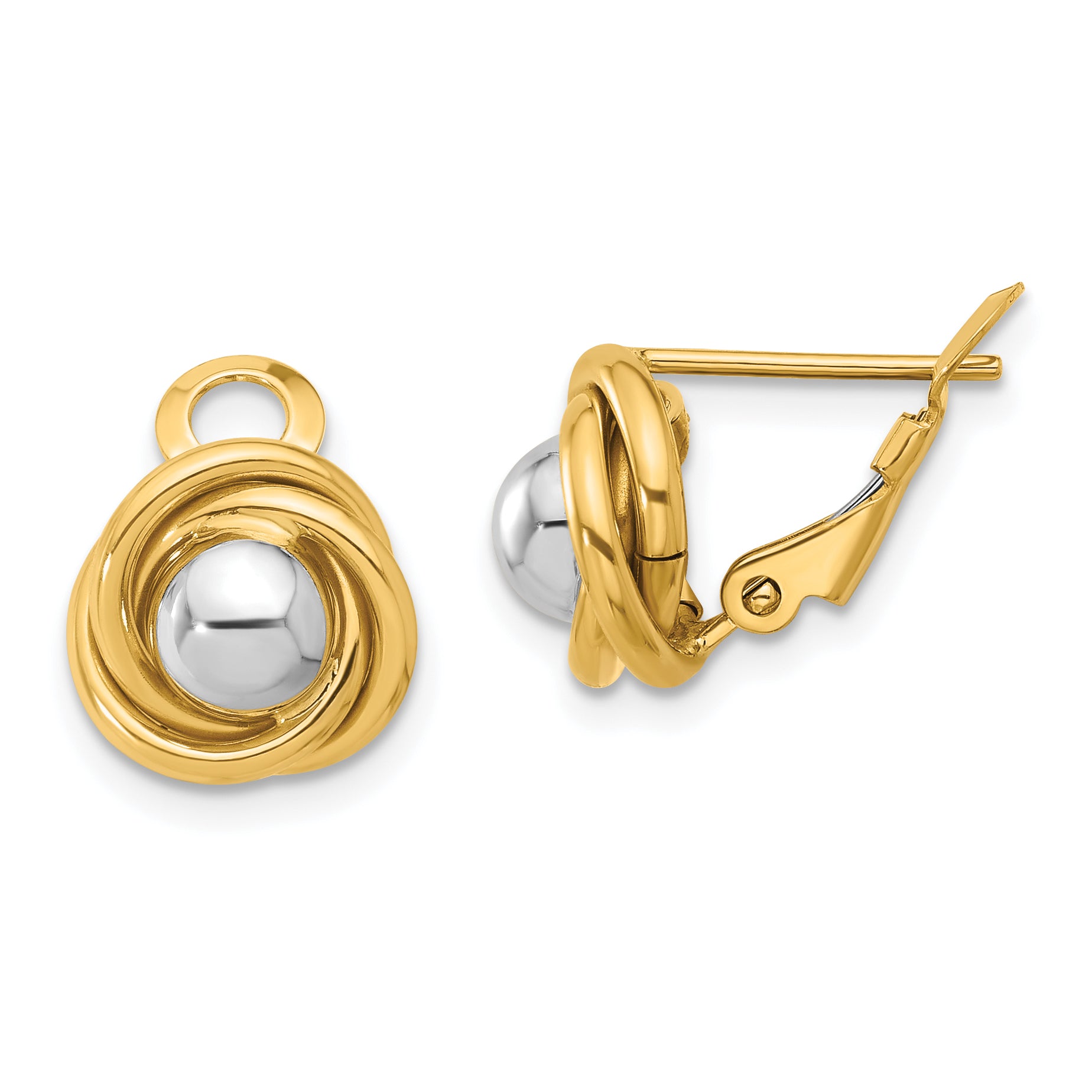14K Two-tone Polished Omega Back Earrings Main image