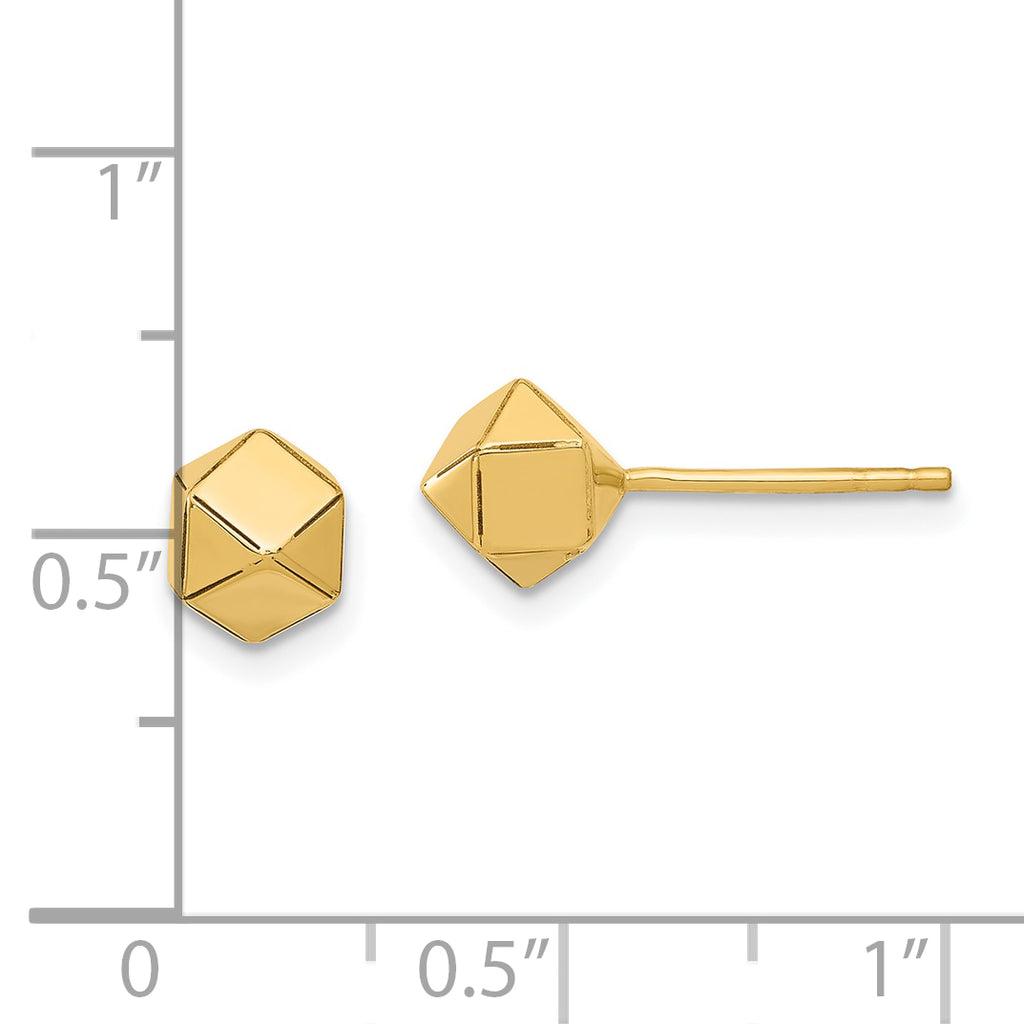 14K Polished Geometric Ball Post Earrings