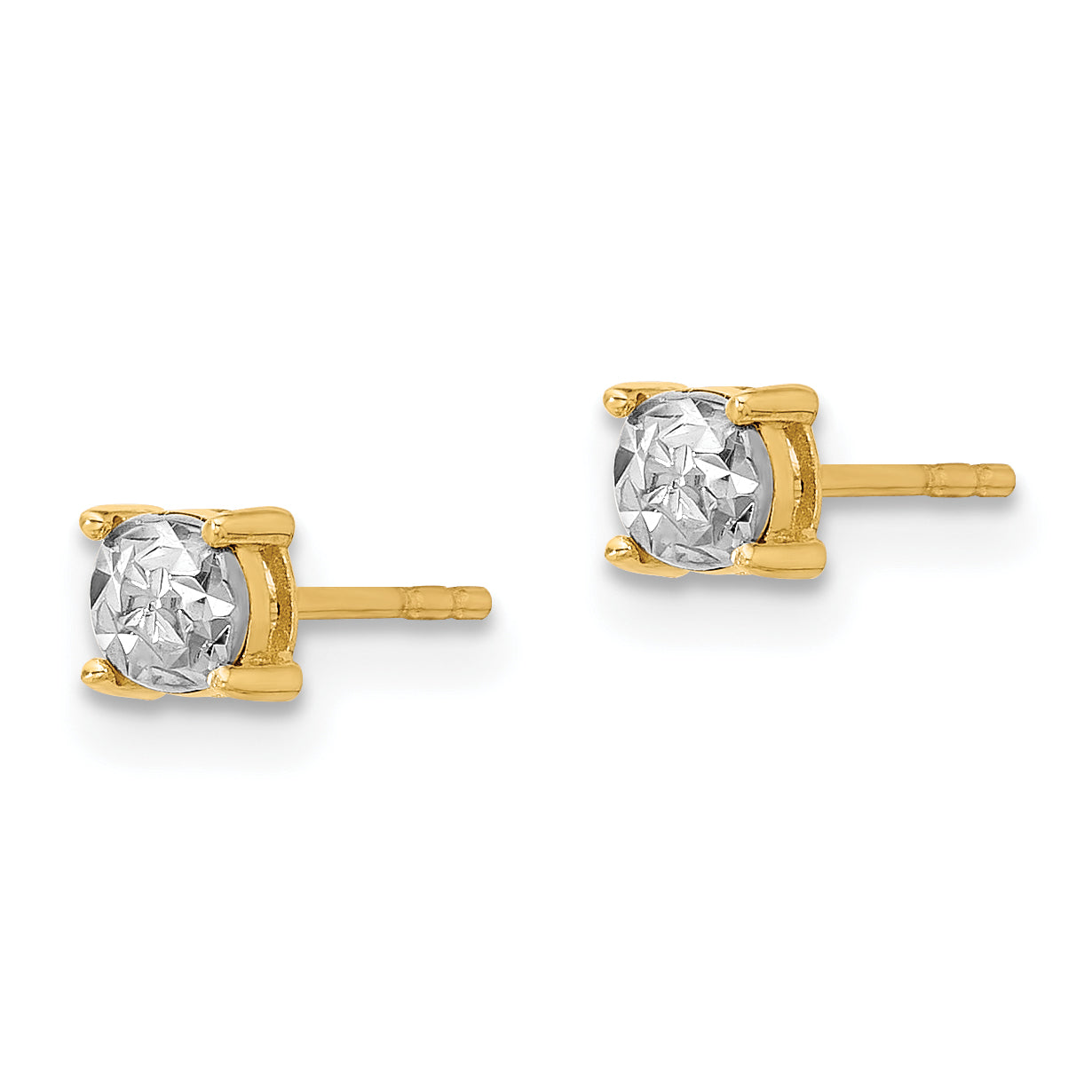14K w/Rhodium Polished and D/C Post Earrings Secondary image