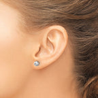 14K White Gold Polished/Satin and Diamond-cut Ball Post Earrings