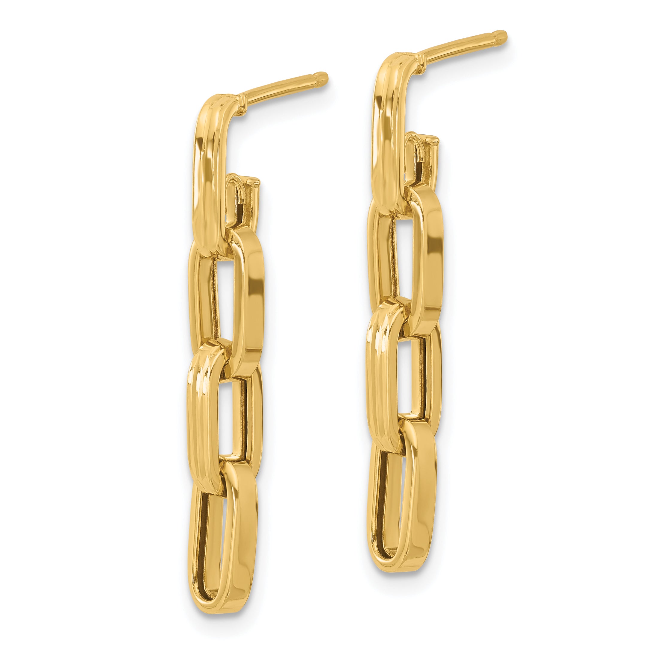 14K Polished Link Dangle Post Earrings Secondary image