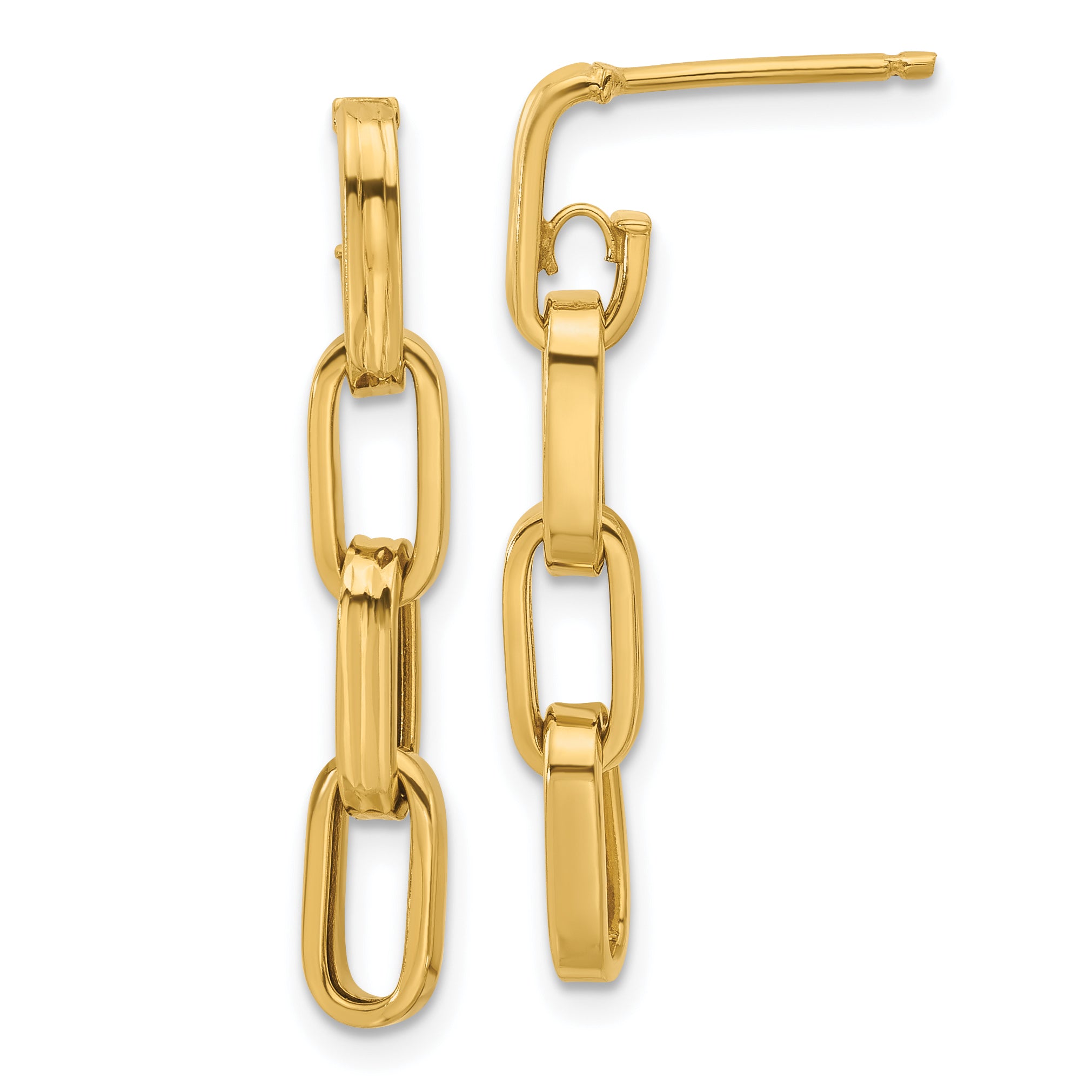14K Polished Link Dangle Post Earrings Main image