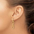 14K Polished Triple Circle Link Dangle Post Earrings