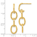 14K Polished Triple Circle Link Dangle Post Earrings