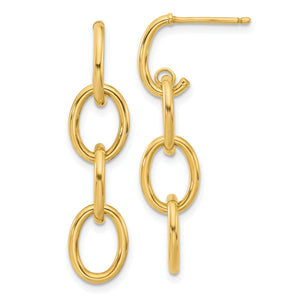 Triple Circle Link Dangle Earrings in 14K Yellow Gold - Sophia Jewelers