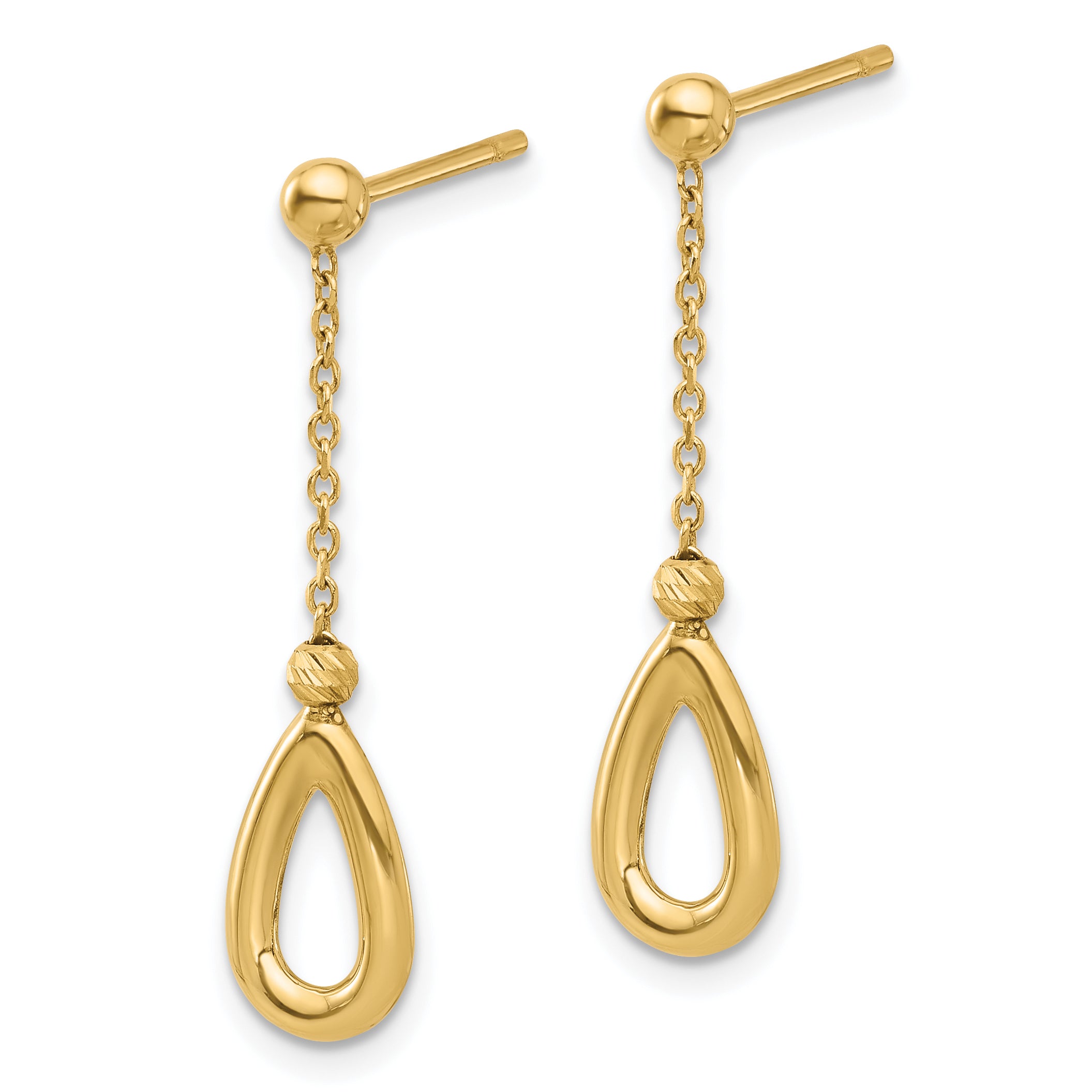 14k Polished Teardrop Dangle Post Earrings Secondary image