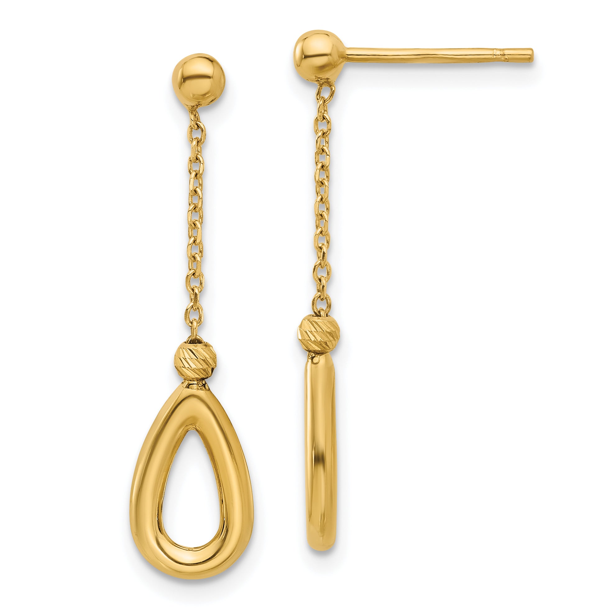 14k Polished Teardrop Dangle Post Earrings Main image