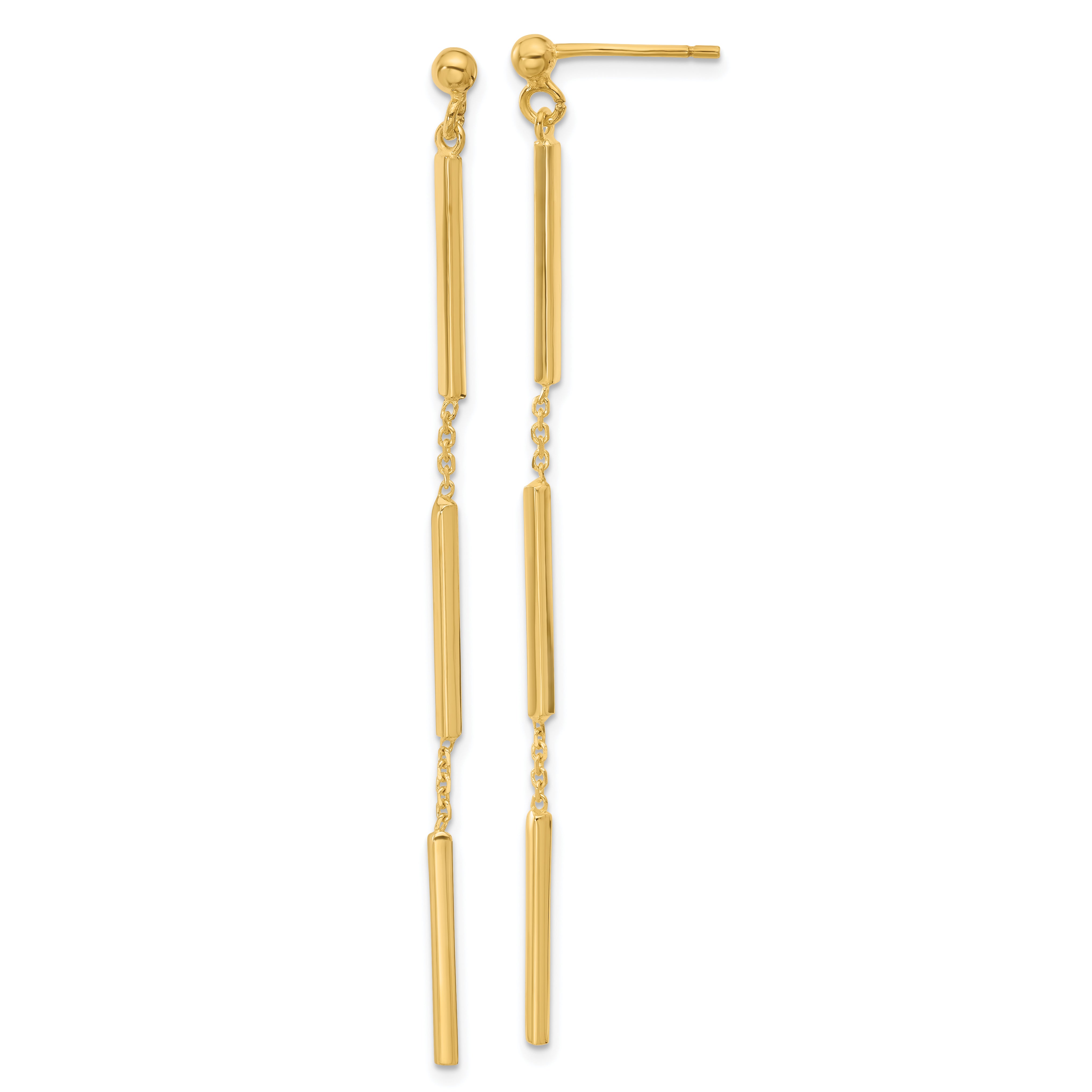 14K Polished 3 Bar Dangle Post Earrings Main image