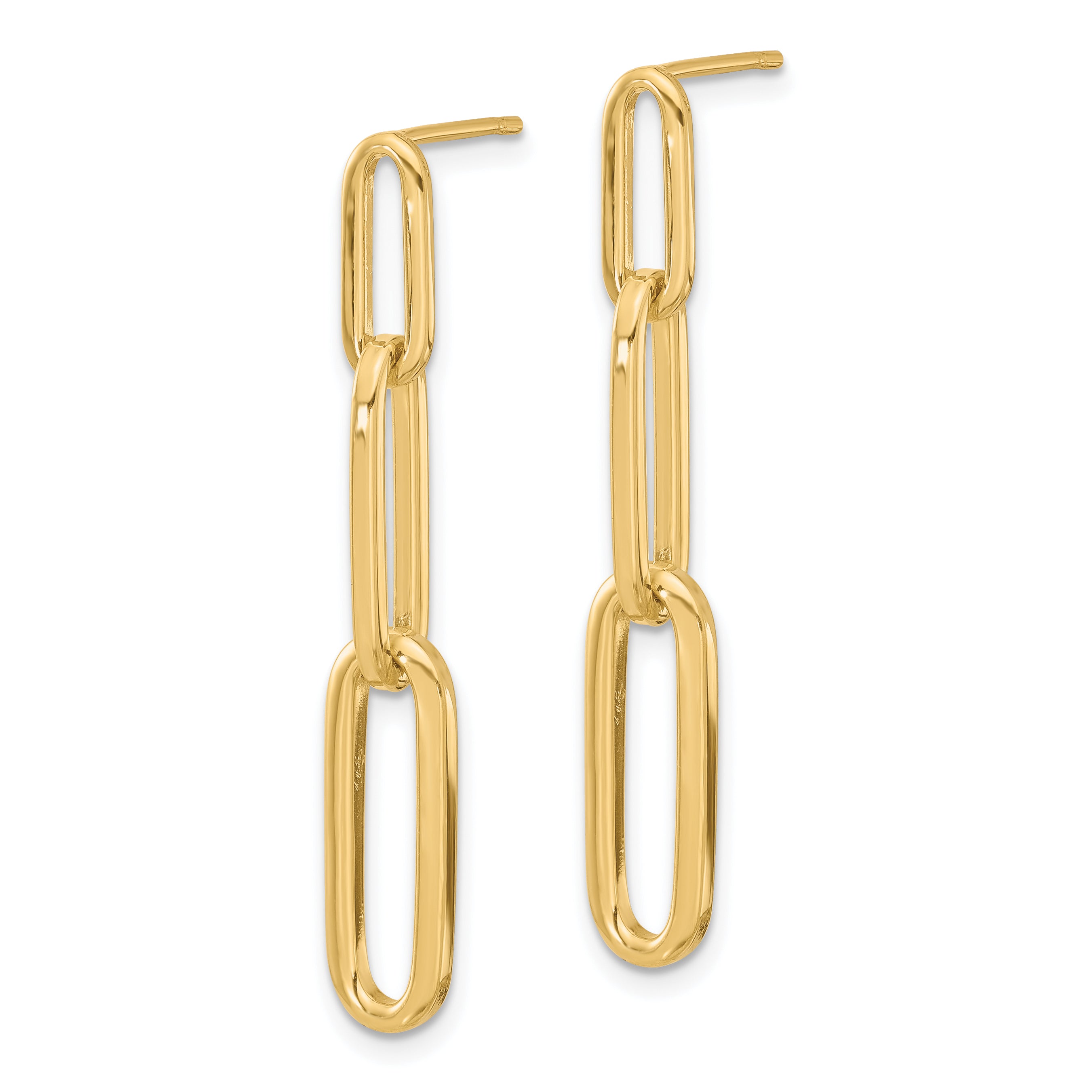 14k Polished Paperclip Link Post Dangle Earrings Secondary image