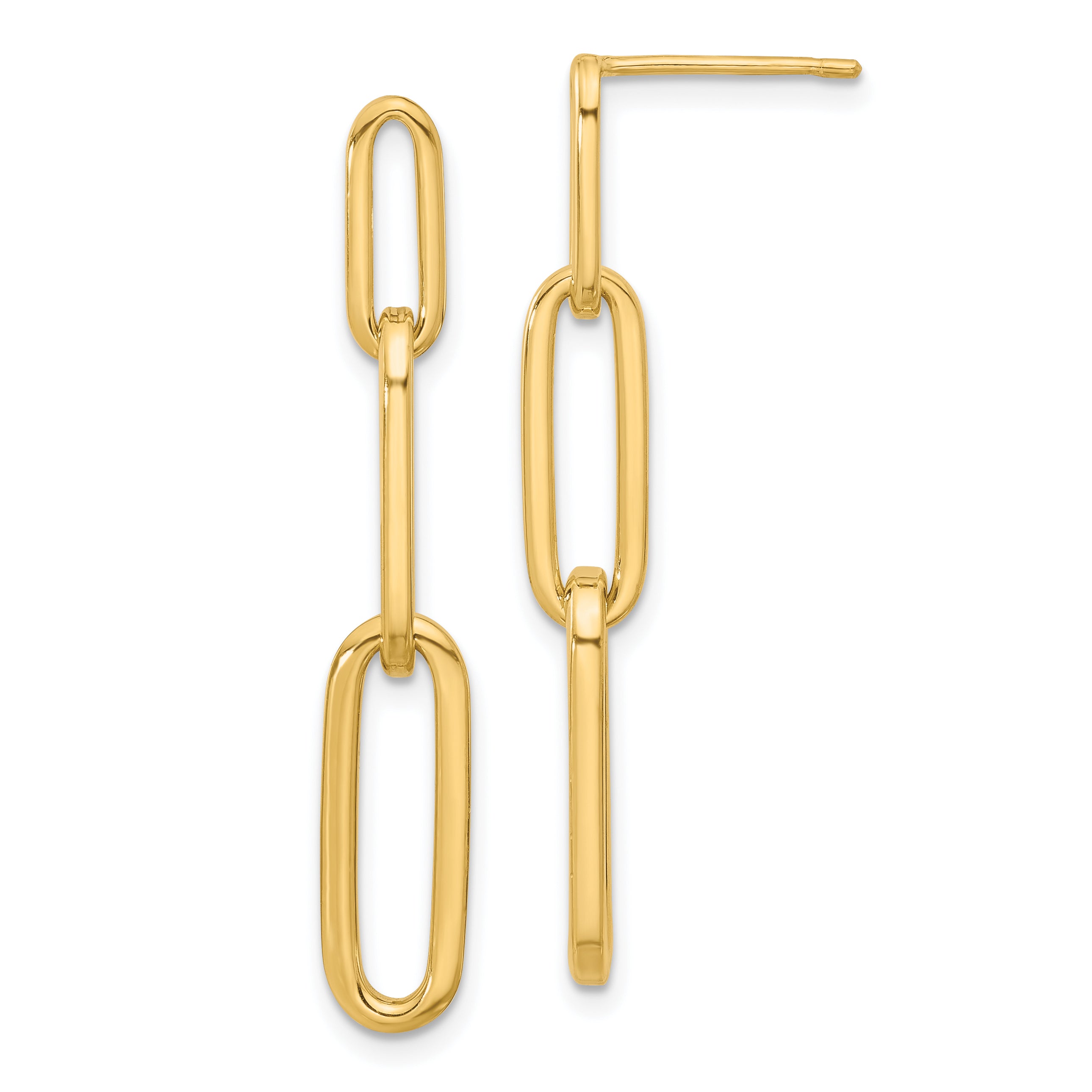 14k Polished Paperclip Link Post Dangle Earrings Main image