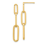 14k Polished Paperclip Link Post Dangle Earrings