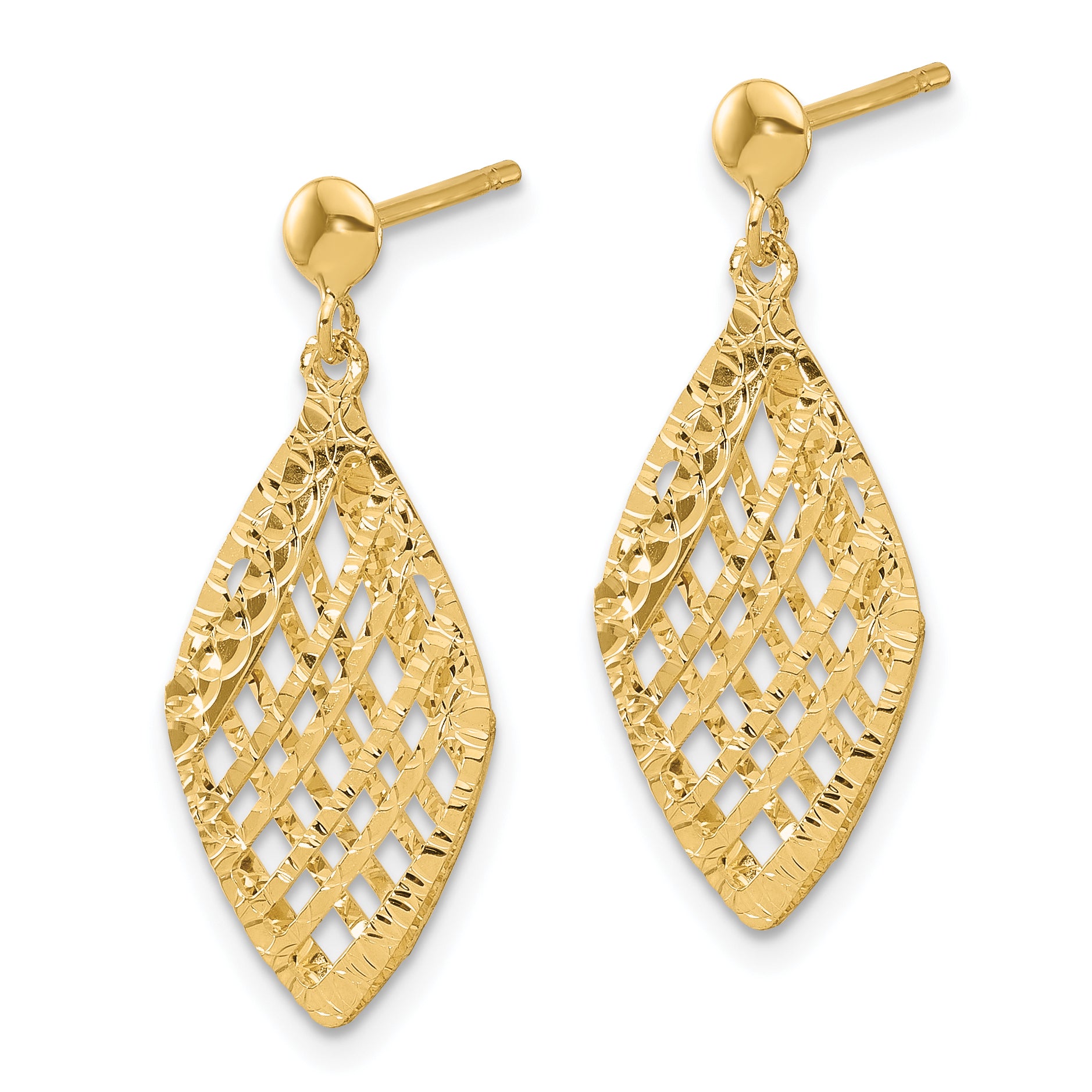 14k Polished D/C Post Dangle Earrings Secondary image