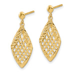 14k Polished D/C Post Dangle Earrings