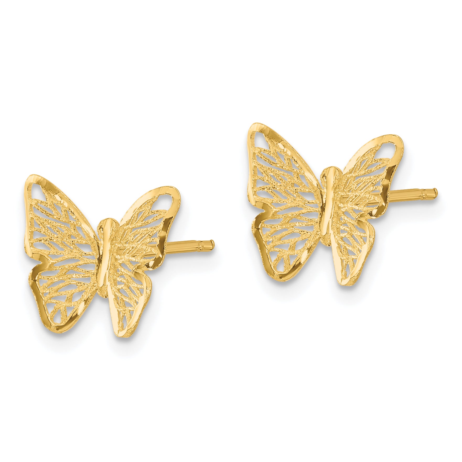 14k Textured and Polished Butterfly Post Earrings Secondary image