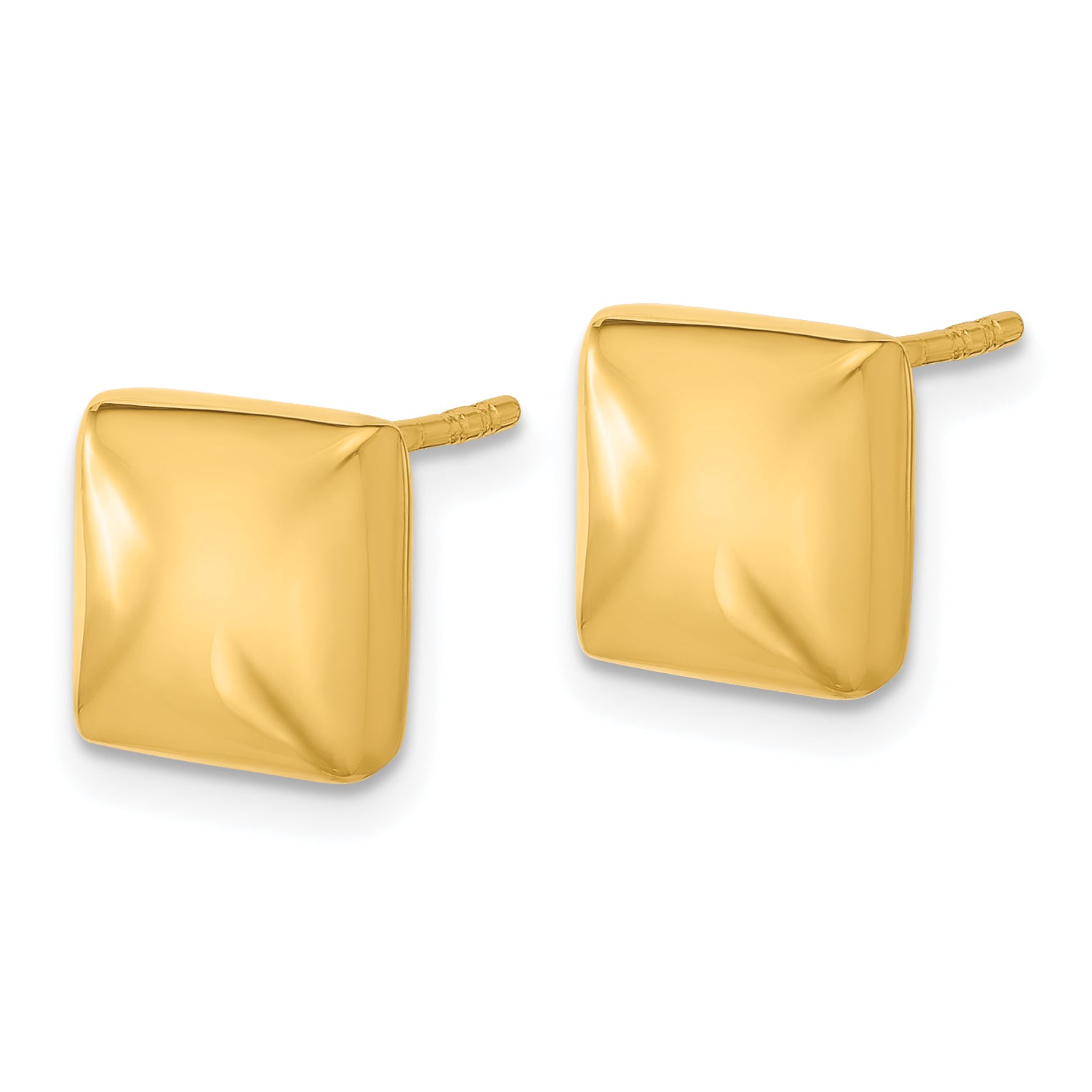 14K Polished Hollow Puffed Square Post Earrings Secondary image