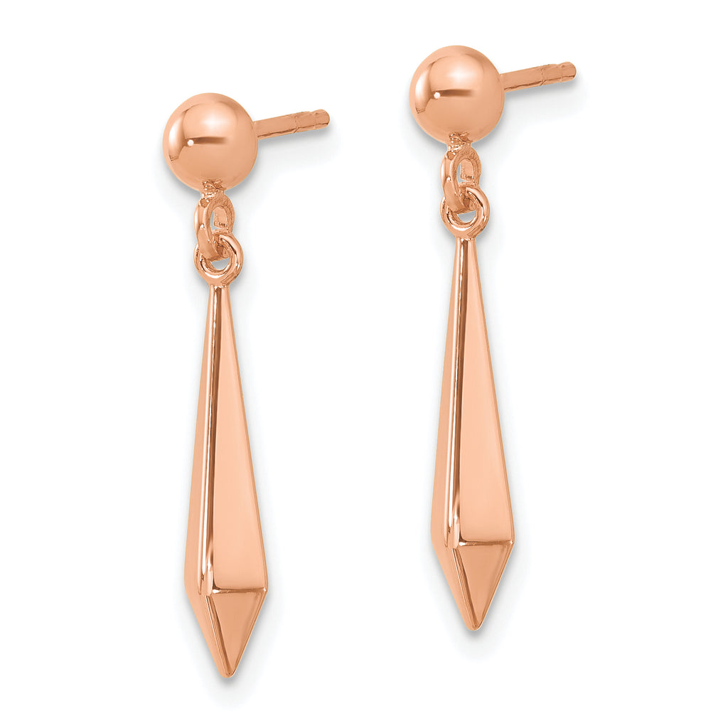14K Rose Gold Polished Post Dangle Earrings