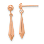 14K Rose Gold Polished Post Dangle Earrings