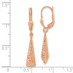 14K Rose Gold Polished/ Dia-cut Dangle Leverback Earrings