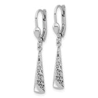 14K White Gold Polished/Diamond-cut Dangle Leverback Earrings