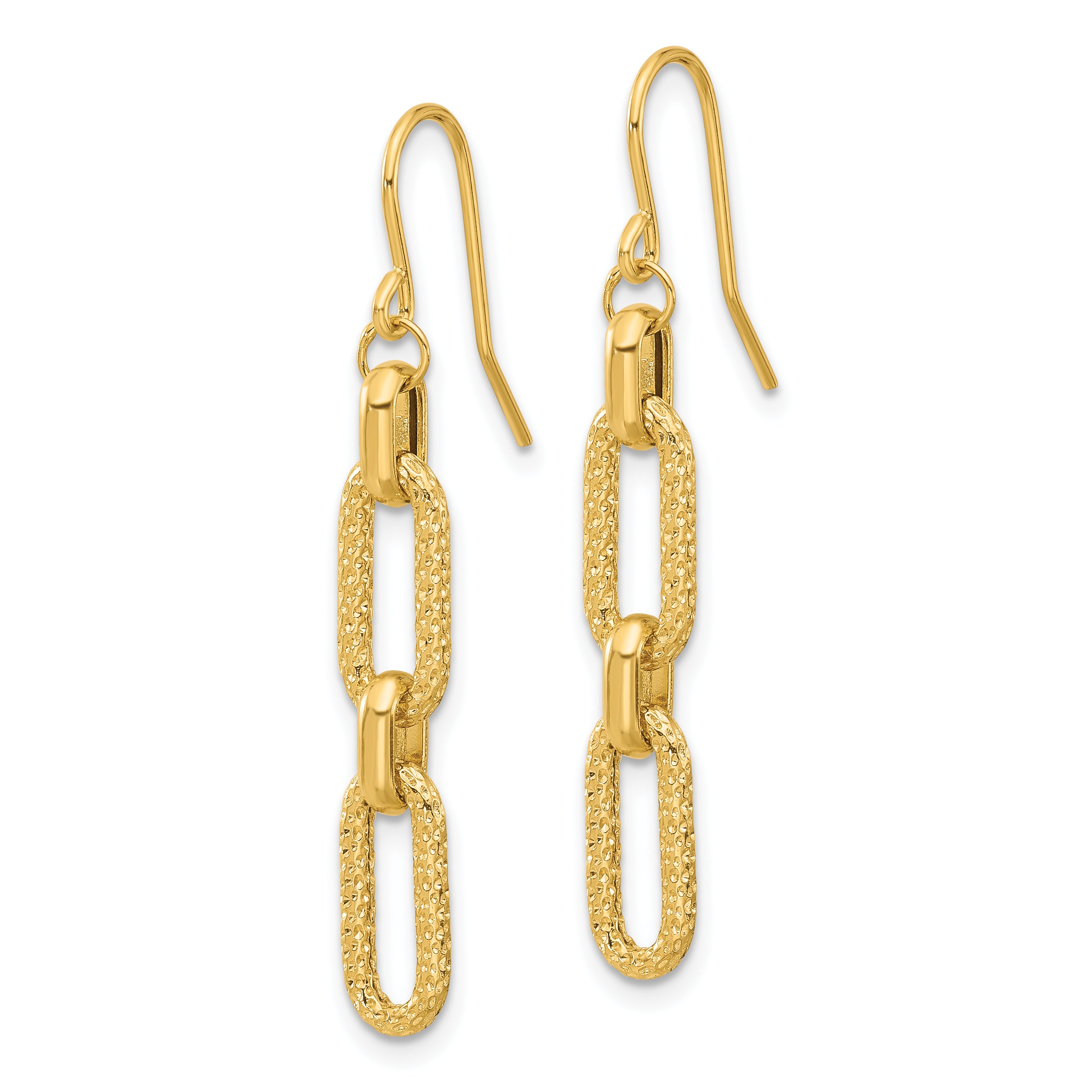 14K Polished and D/C Link Dangle Earrings Secondary image