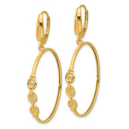 14K Polished Link Design Leverback Hoop Earrings