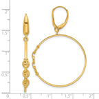 14K Polished Link Design Leverback Hoop Earrings