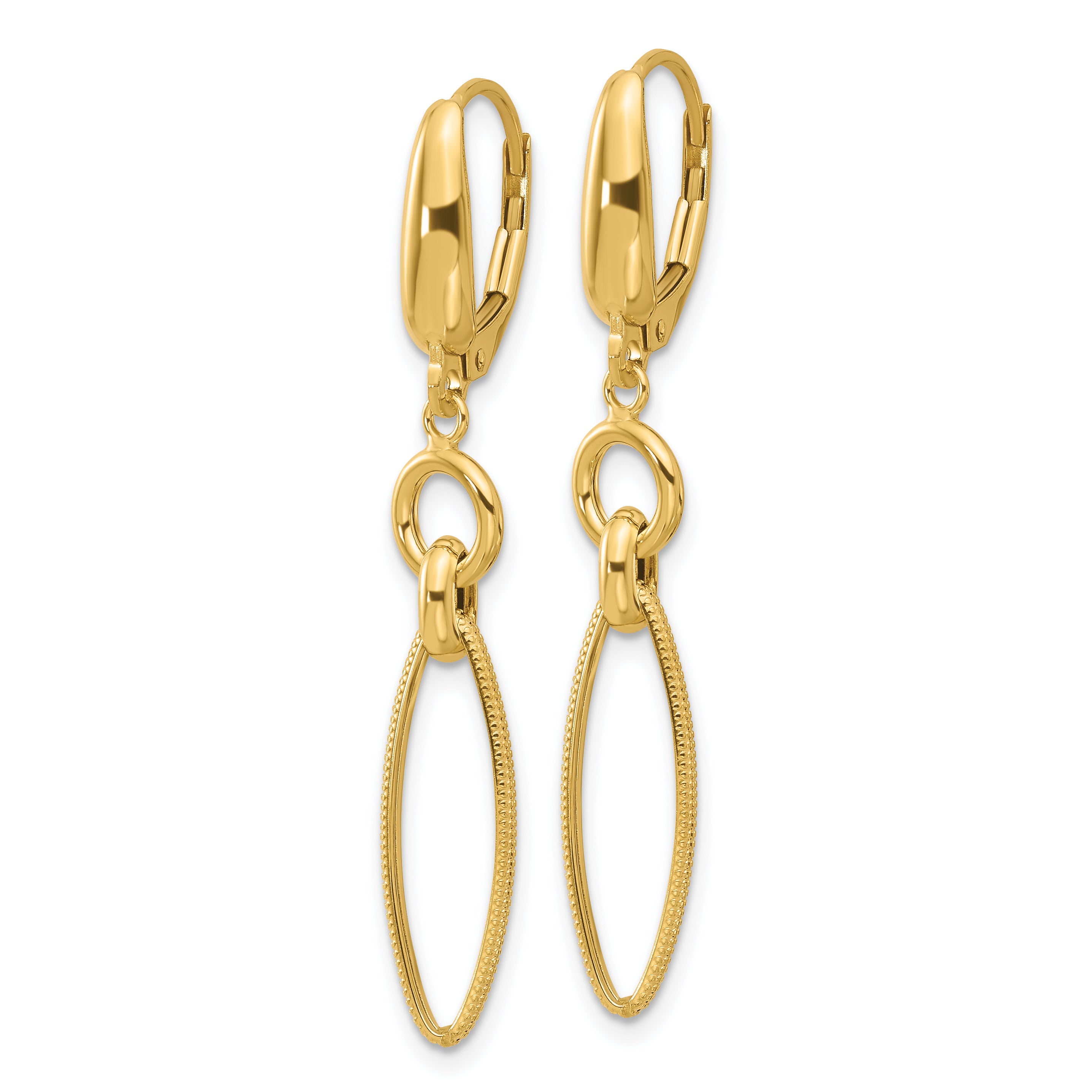 14K Polished and Diamond-cut Dangle Earrings Secondary image