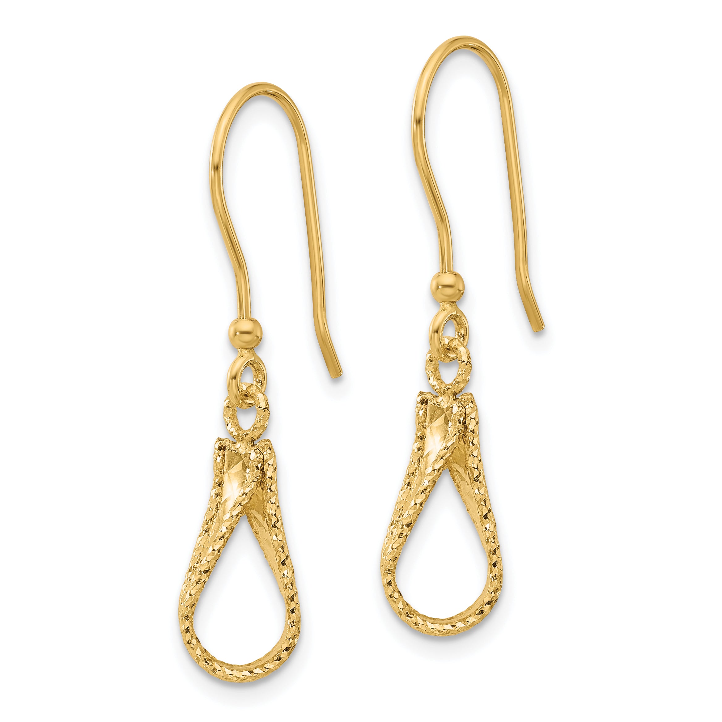 14K Polished and Diamond-cut Dangle Earrings Secondary image