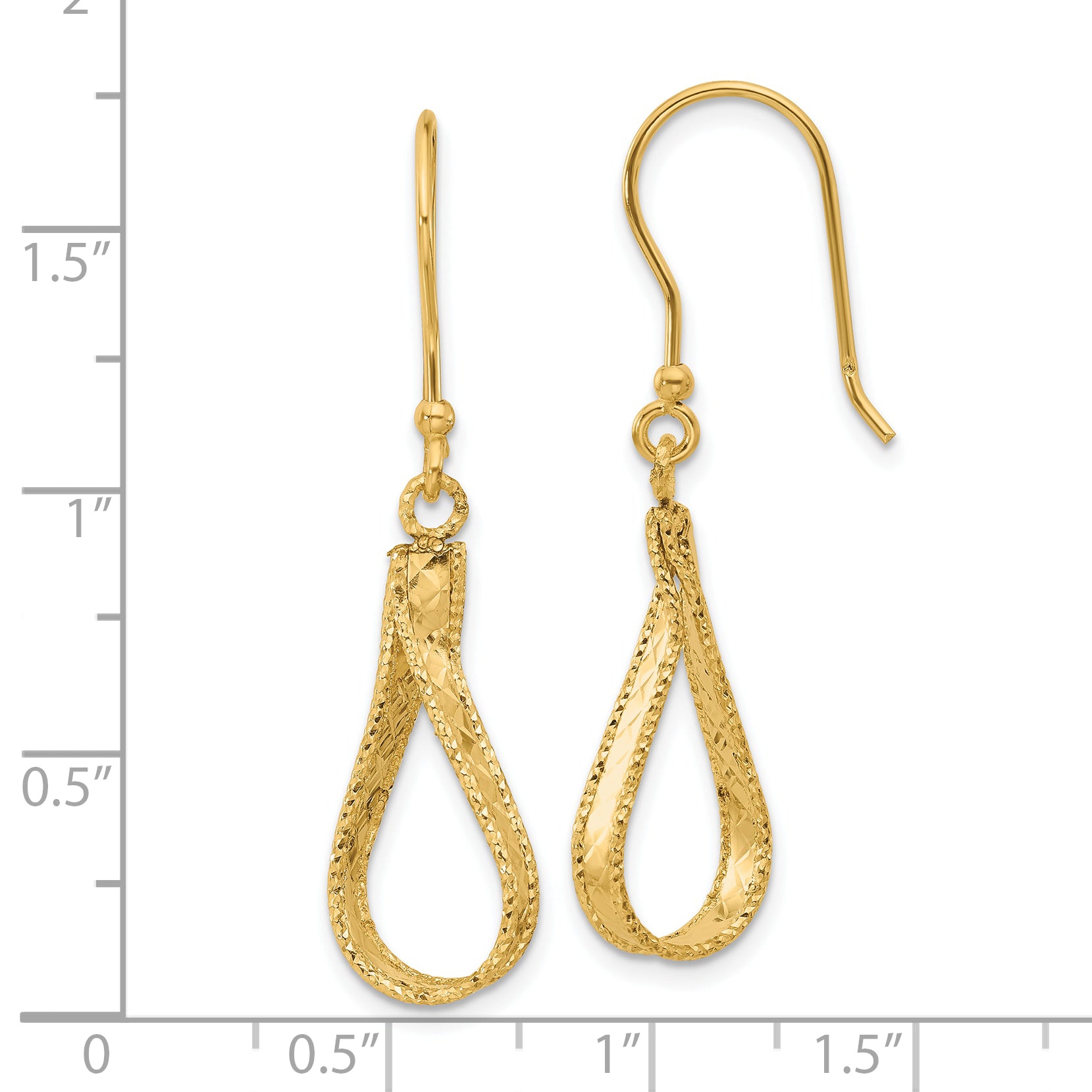 14K Polished and Diamond-cut Dangle Earrings