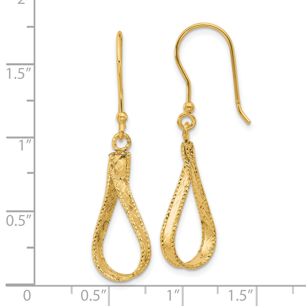 14K Polished and Diamond-cut Dangle Earrings