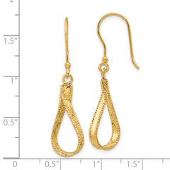 14K Polished and Diamond-cut Dangle Earrings