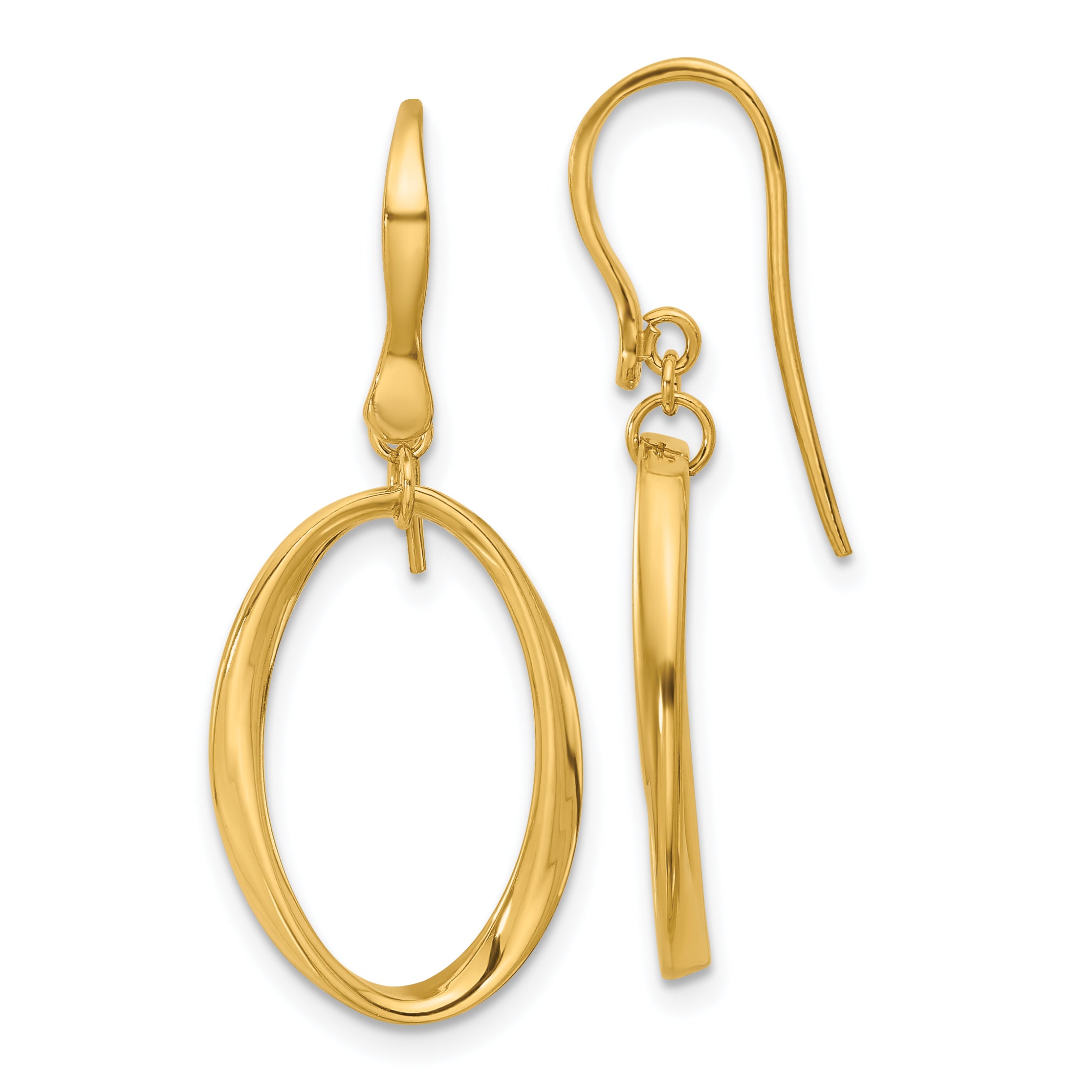 14k Polished Oval Shepherd Hook Dangle Earrings Main image