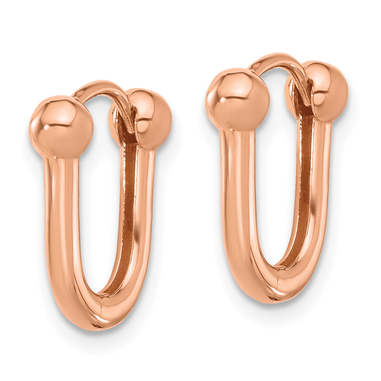 14K Rose Gold Polished Hinged Hoop Earrings Secondary image
