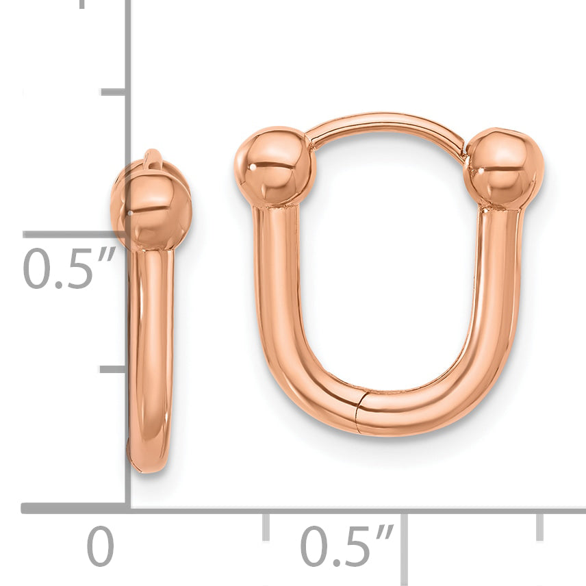 14K Rose Gold Polished Hinged Hoop Earrings